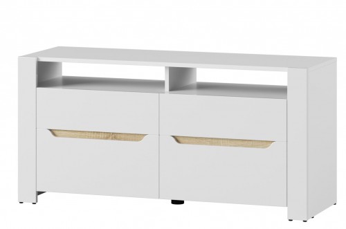 Тумба RTV ICE 21 SZYNAKA білий / білий гл. + дуб sonoma